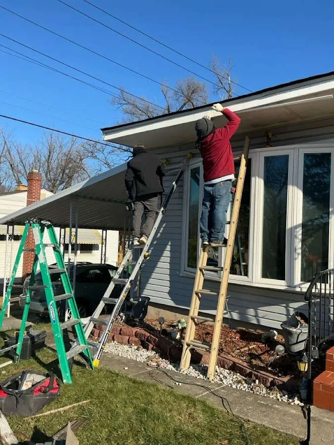 Restoration crew performing exterior repair in Vernon